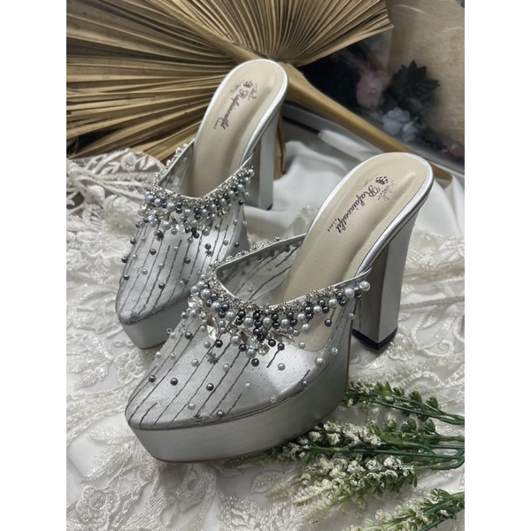 sepatu Rafaizoutfit syantika silver sepatu wedding wanita 12cm