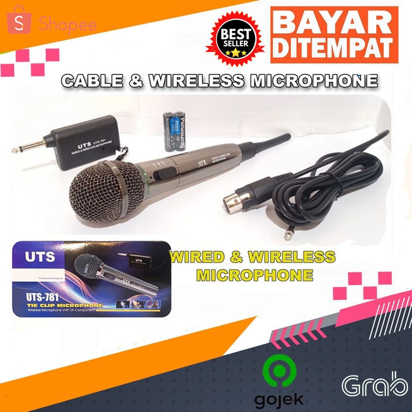 Mic Wireless UTS 781 Dan Mic Kabel / Mikrofon Kabel Wireless Mikrofon 2 Sistem