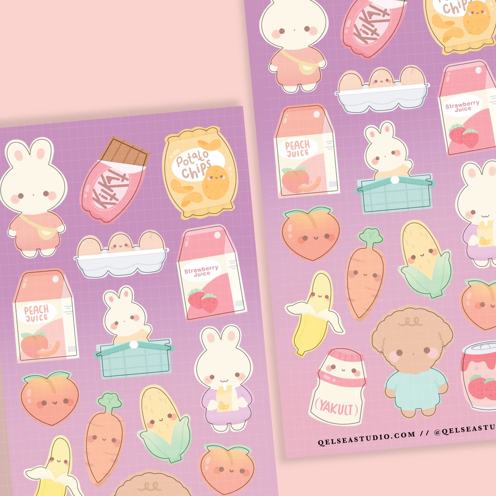 

QELSEA STUDIO Grocery Deco Sticker Sheet - Stiker Dekorasi - Journal Sticker - Cute Sticker