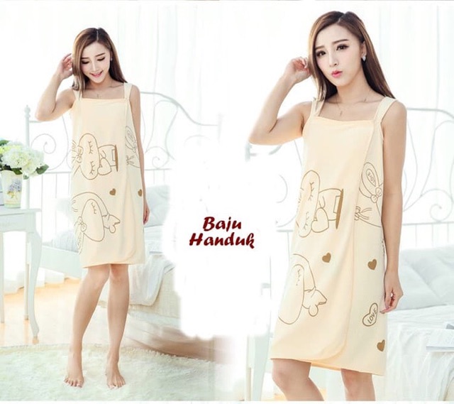 Baju handuk dress motif ( handuk yang bisa dipakai seperti dress)