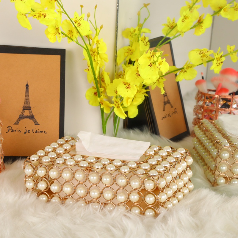 Tempat Tisu Emas Cantik Crystal Gold Tissue Box Bling