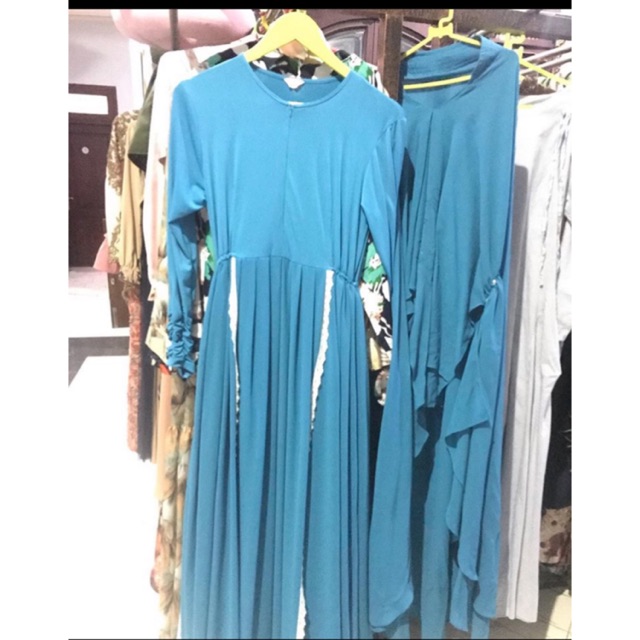 Set syari blue by ulya hijab (preloved)