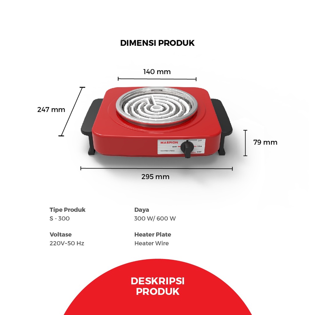 Maspion Kompor Listrik Mini 1 Tungku - S300