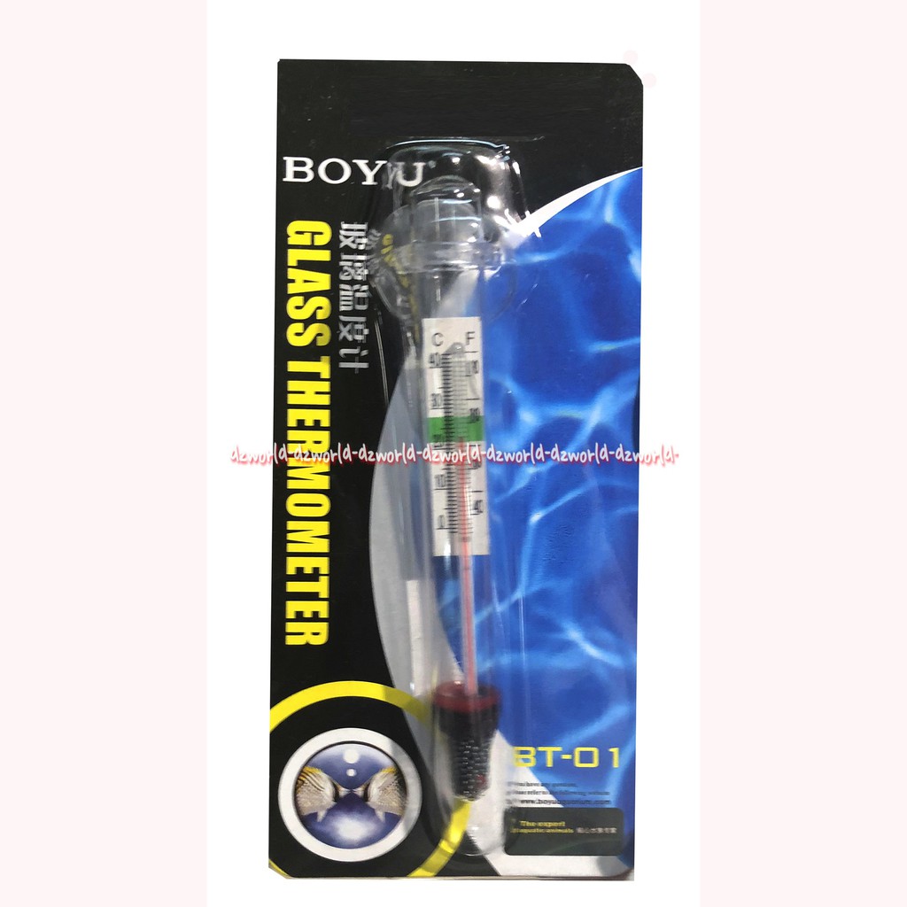 Boyu Glass Thermometer Alat Pengukur Suhu Air Akuarium termometer Air