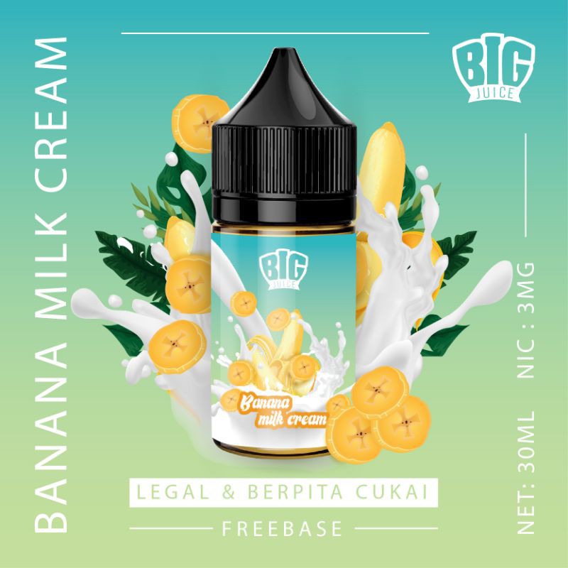 Banana Milk Cream Liquid Free base nic 3mg 30ml Big Juice