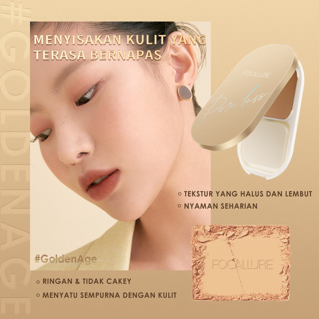 [READY STOCK] FOCALLURE #GoldenAge Oil-Control Tahan air Bedak Padat Matte Pressed Powder- Hingga 12 Jam