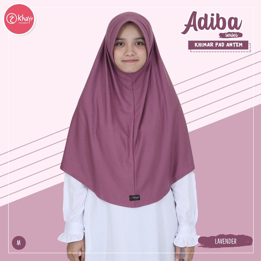 Kerudung Wanita Syari  - Khimar Adiba panjang Pet Antem Warna Ungu Lavender