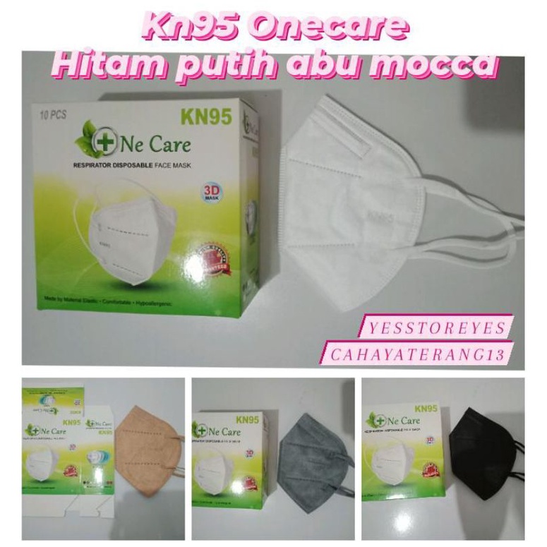 READY STOK MASKER KN95 5 PLY ONECARE ONE CARE. MASKER EARLOOP KN 95 PUTIH HITAM ABU ABU COKLAT MOCCA, KN95 WARNA WARNI