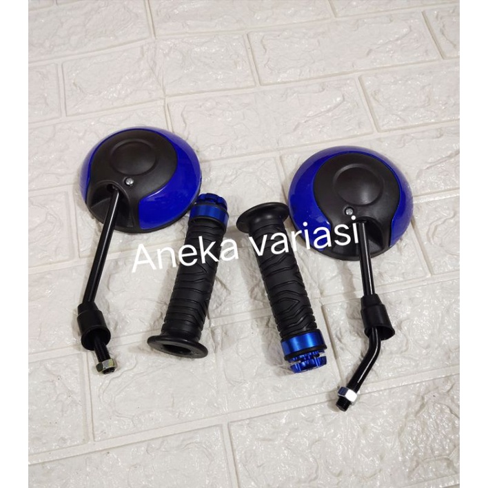 spion bulat Yamaha - Honda universal paket + handgrip