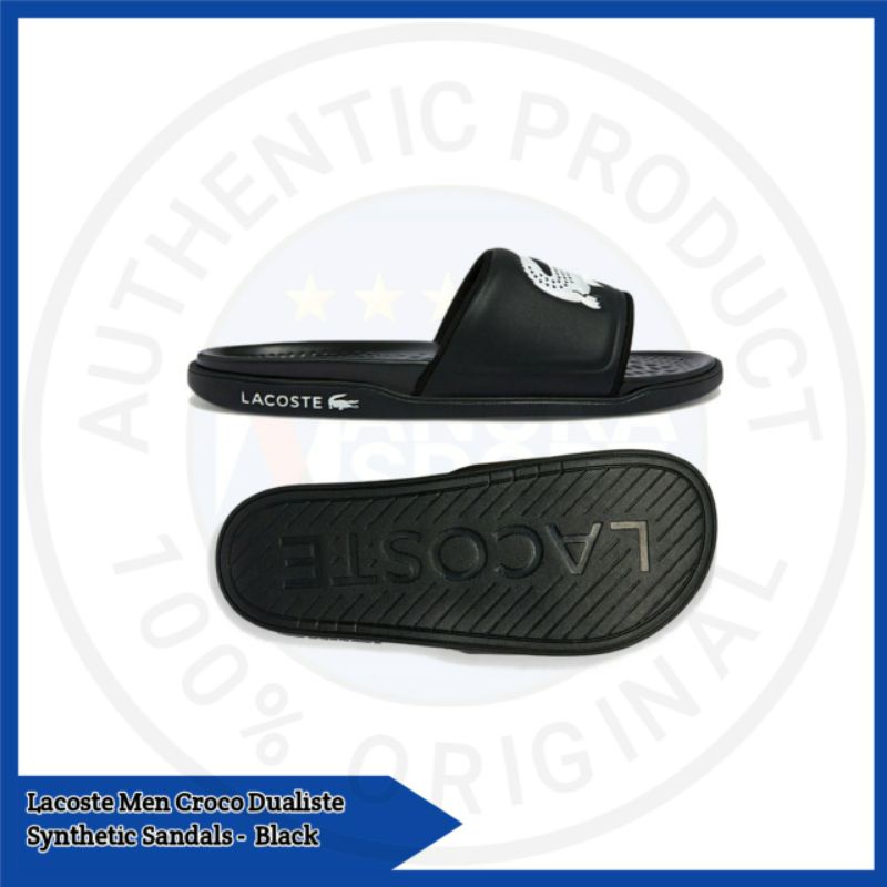 Sandal Lacoste Croco Dualiste Sendal Slide Selop Casual Pria Cowok Original Hitam Terbaru Viral