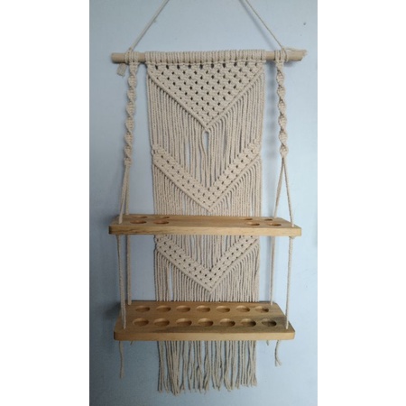 READY STOK) macrame rak kayu A / rak buku/ macrame ambalan/ Dekorasi rumah