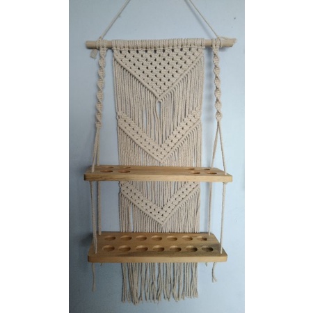 READY STOK) macrame rak kayu A / rak buku/ macrame ambalan/ Dekorasi rumah