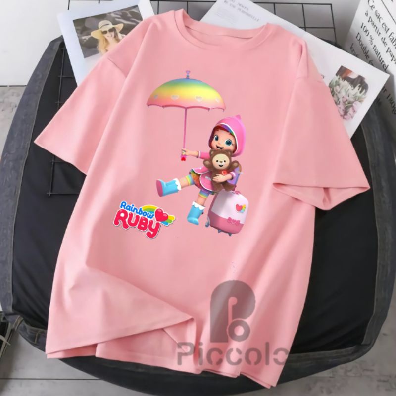 baju kaos anak Ruby rinbow  bahan unisex