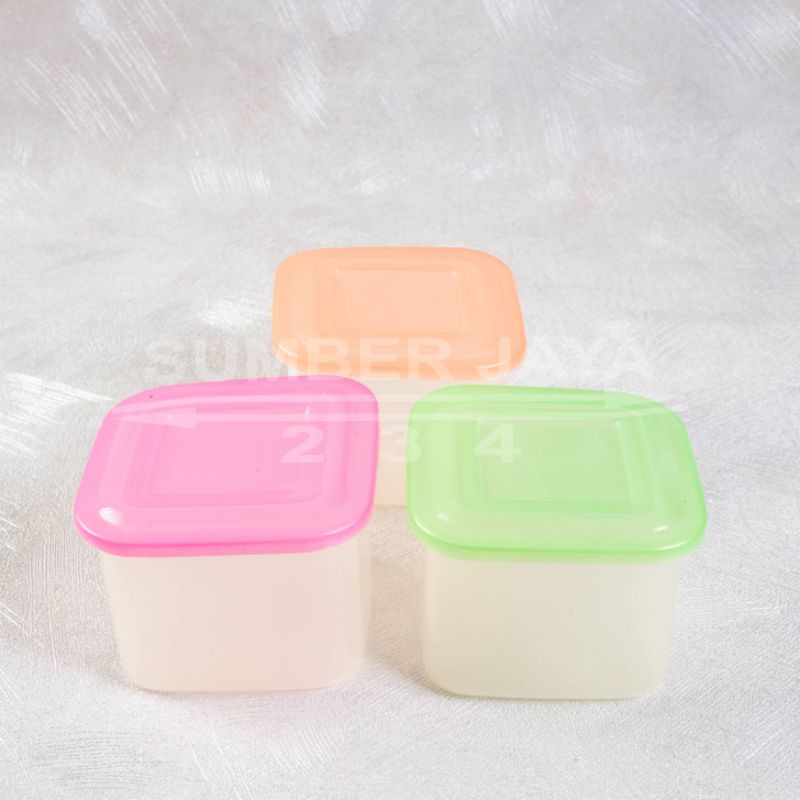 Toples Plastik Segi Warna 500ml / Toples Plastik Mini Kotak 500ml