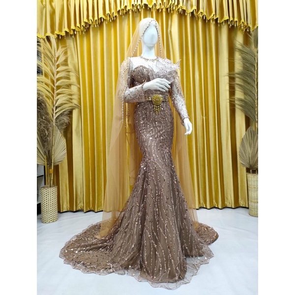 Gaun pengantin siqueen ekor langsung /Wedding dress