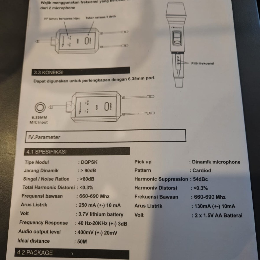 Mic wireless Nakamichi N20x receiver portable multi frequency N 20x