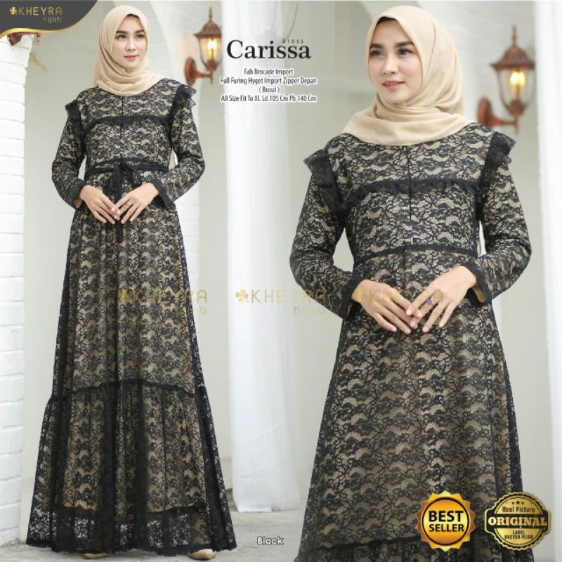 OK - DRESS MUSLIM  MOTIF TERBARU CARISSA DRESS 231220 ORIGINAL BY KHEYRA HIJAB  FASHION MUSLIM
