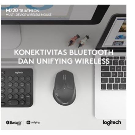 Mouse Bluetooth wireless logitech optical 1000dpi multi device clicky triathlon m-720 m720 - Mice nirkabel