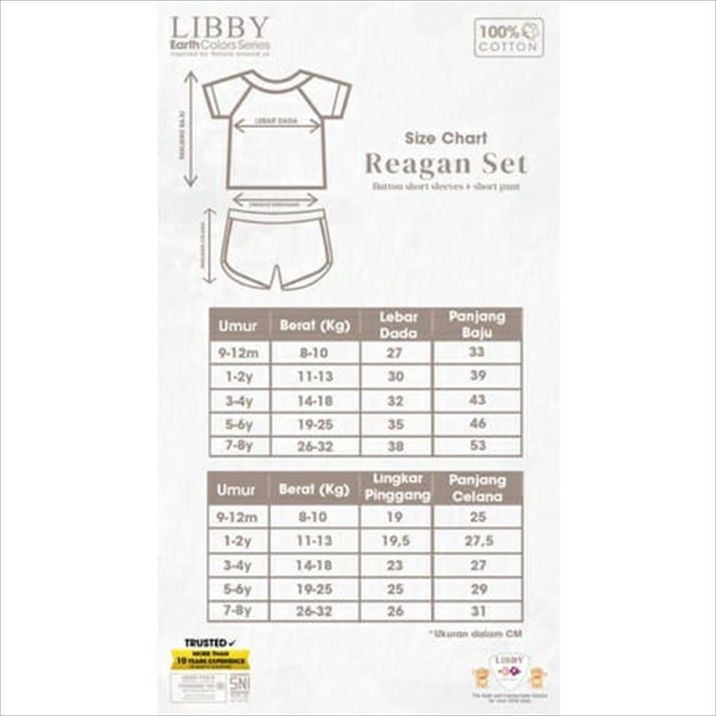 LIBBY (1stel) REAGAN SET Earth Series Stelan Pendek Bayi Anak Unisex