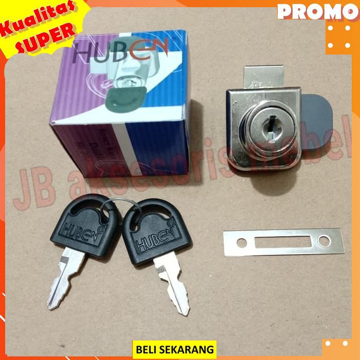 KUNCI PINTU KACA JEPIT DOUBLE DOBEL MERK HUBEN/ Kunci Kaca Jepit Lemari Pintu