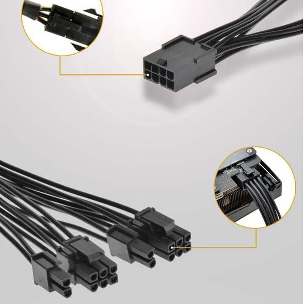 Lanfy Kabel Power Adapter 18awg Express 8pin Female Ke 2x8p (6 + 2) Pin Psu 8pin Male Ke Female Panjang 20cm