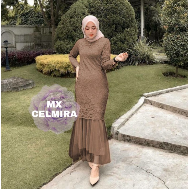 MAXI CELMIRA DUYUNG BRUKAT REALPICT/DRESS MUSLIM DUYUNG/GAMIS DUYUNG /MX DUYUNG BRUKAT/GAUN DUYUNG-MOCCA