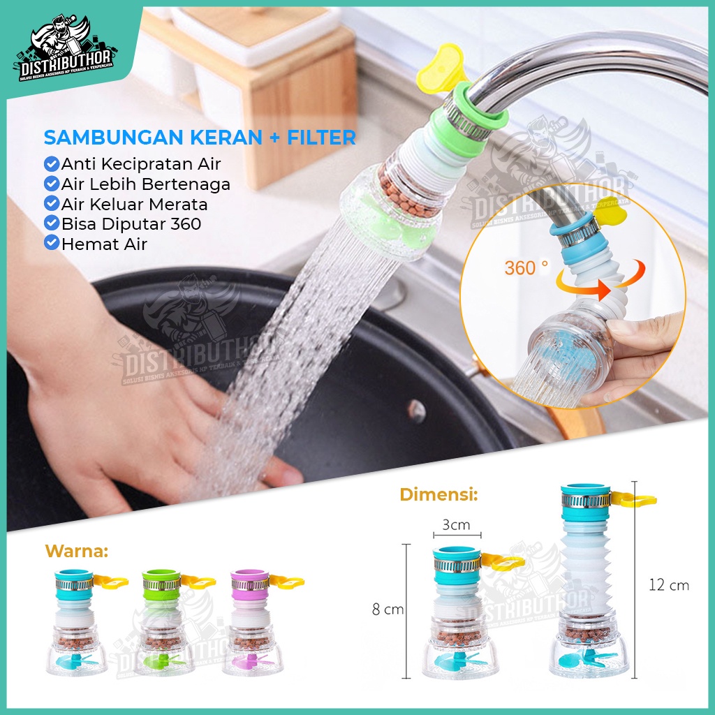 Sambungan Kran Air Filter Penyaring fleksibel putar Penyambung Ujung Keran plastik  wastafel cuci pi