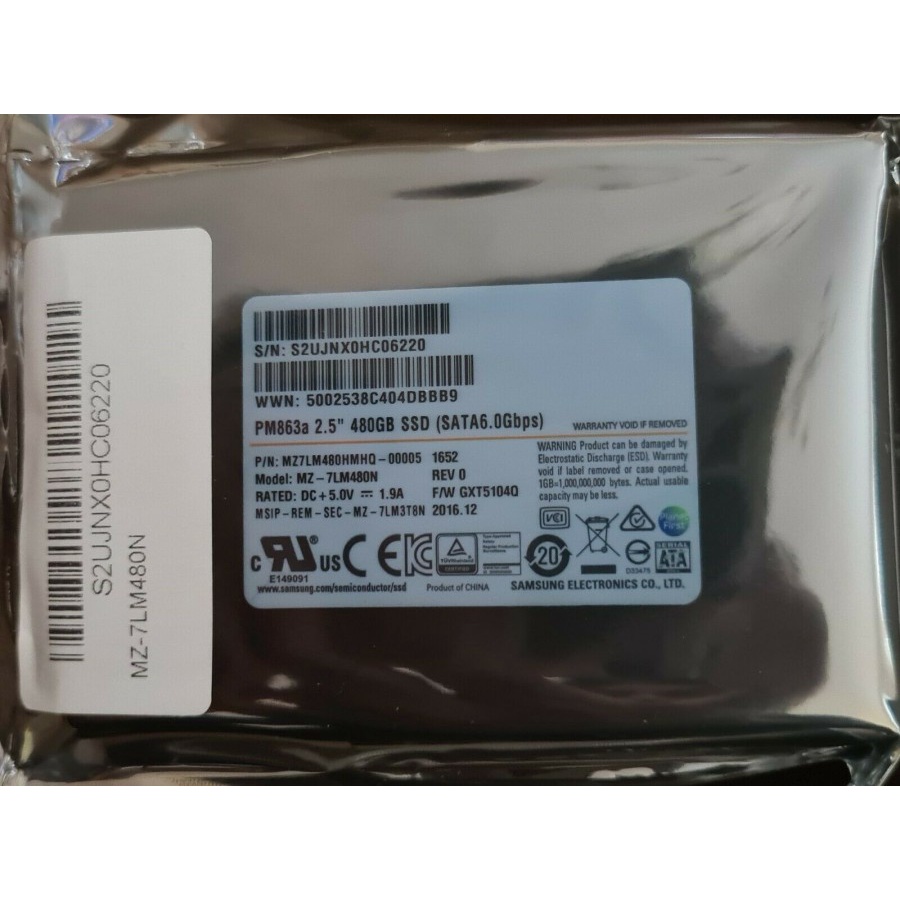 SSD Samsung PM863a 480GB include caddy tray dan converter DL160 G6