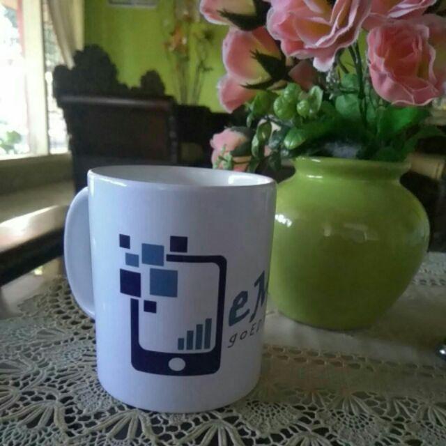 Min 12pcs - Souvenir Mug Cetak One Month / Hampers / Ultah / Manyue / Aqiqah Free Box Putih