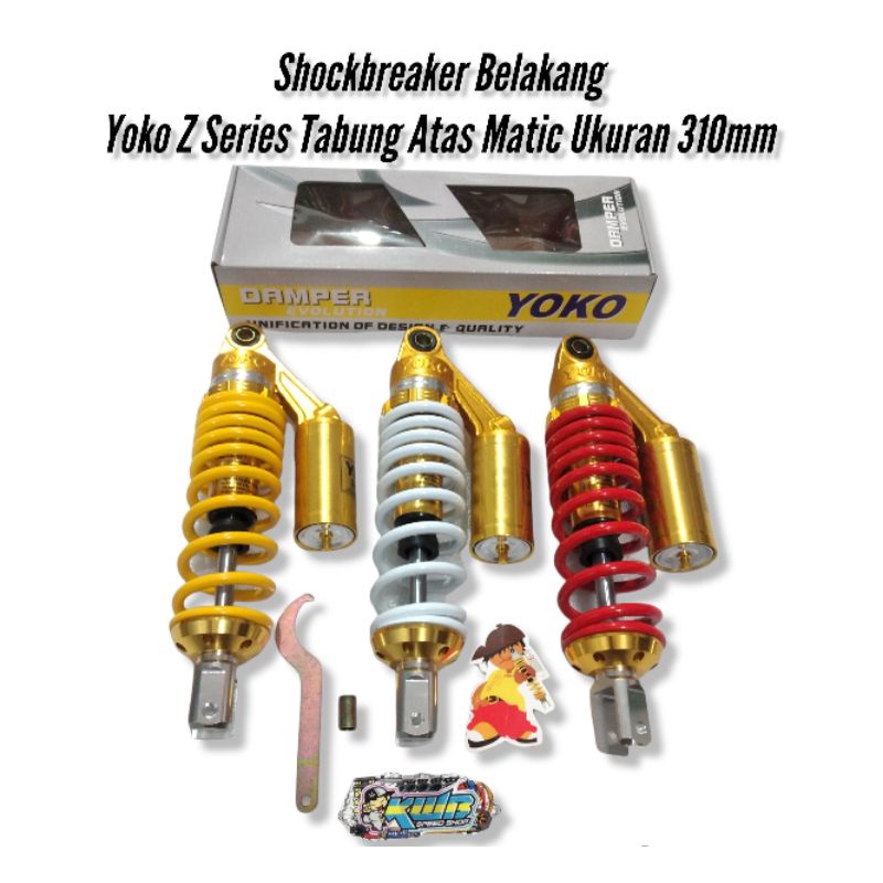 SHOCK BREAKER BELAKANG YOKO Z SERIES MATIC MIO FINO XEON VARIO BEAT TABUNG ATAS UKURAN 310 MM SHOCK SHOK BREKER BELAKANG YOKO TABUNG ATAS YOKO MATIC 310 MM UNIVERSAL BEAT SCOOPY VARIO MIO J MIO M3 SOUL GT MIO BEAT FI ESP SCOOPY FI SEMUA MOTOR MATIC