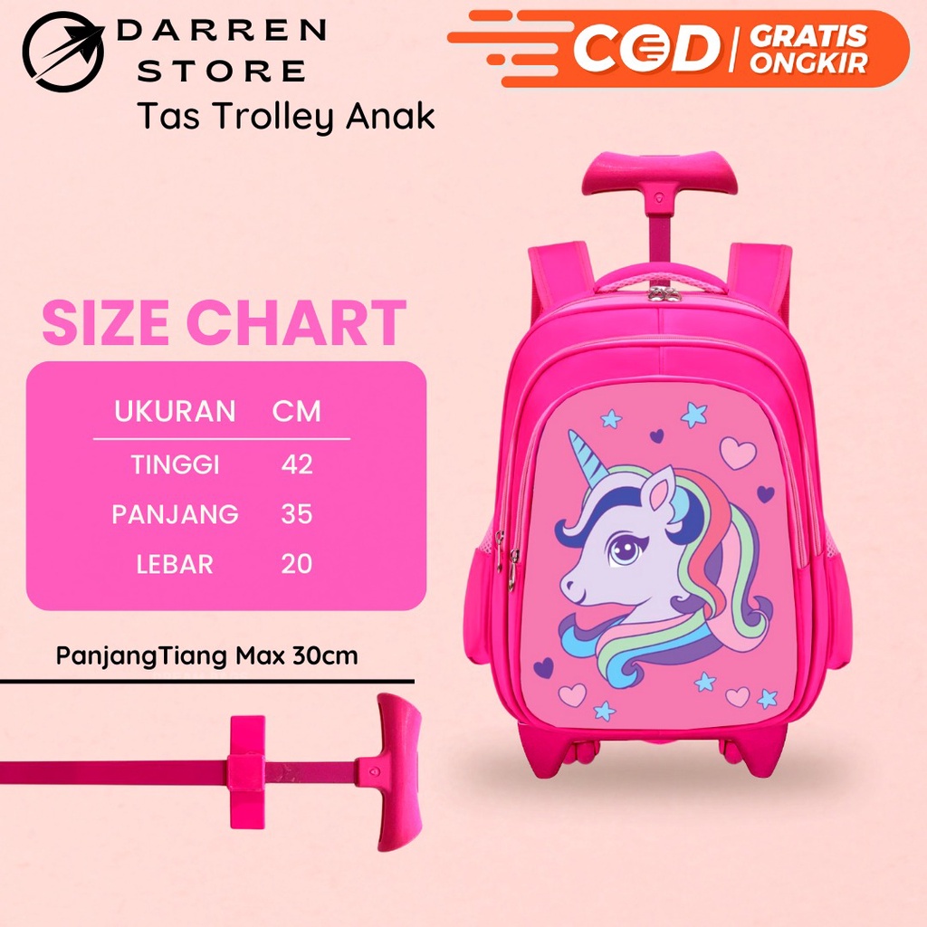 Darren store Tas troli anak perempuan SD gambar timbul tas sekolah anak perempuan sd bahan tebal