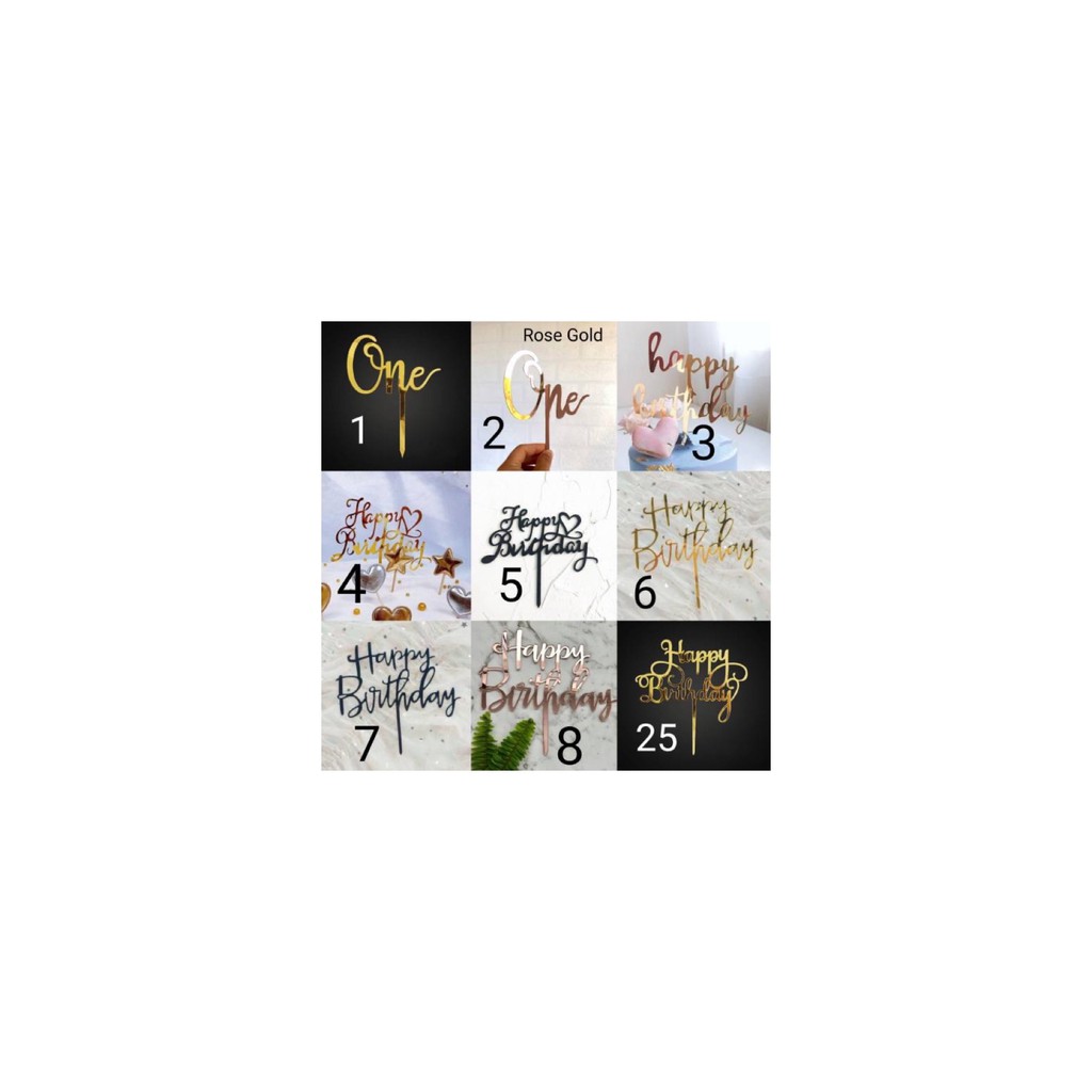Cake Topper Acrylic / Akrilik Happy Birthday/Anniversary/Make A Wish/Best Dad Ever/Sweet Seventeen