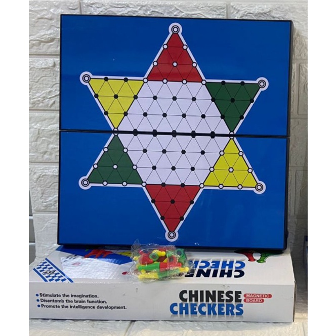 Halma original magnetic board game /Chinese checkers besar ukuran papan 30x30 cm