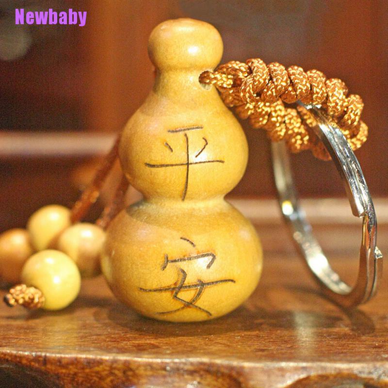 (Newbaby) 1pc Gantungan Kunci Kayu Mahoni Tradisional Cina Fortune