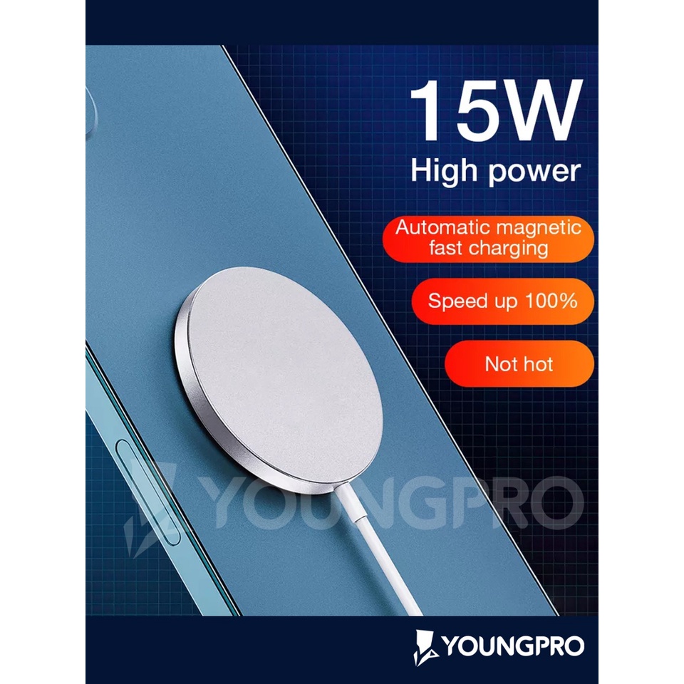 Wireless Charger YOUNGPRO 15 Watt Fast Charging - Wireless Charging Magnectic