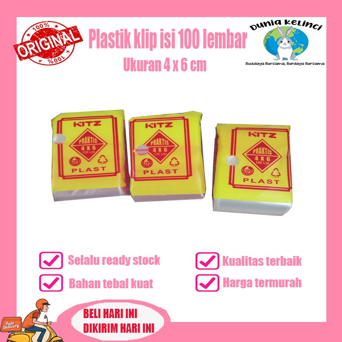 Plastik Klip isi 100 lembar 4x6 cm tebal kuat Ziplock Zippack Zipper plastik obat KITZ