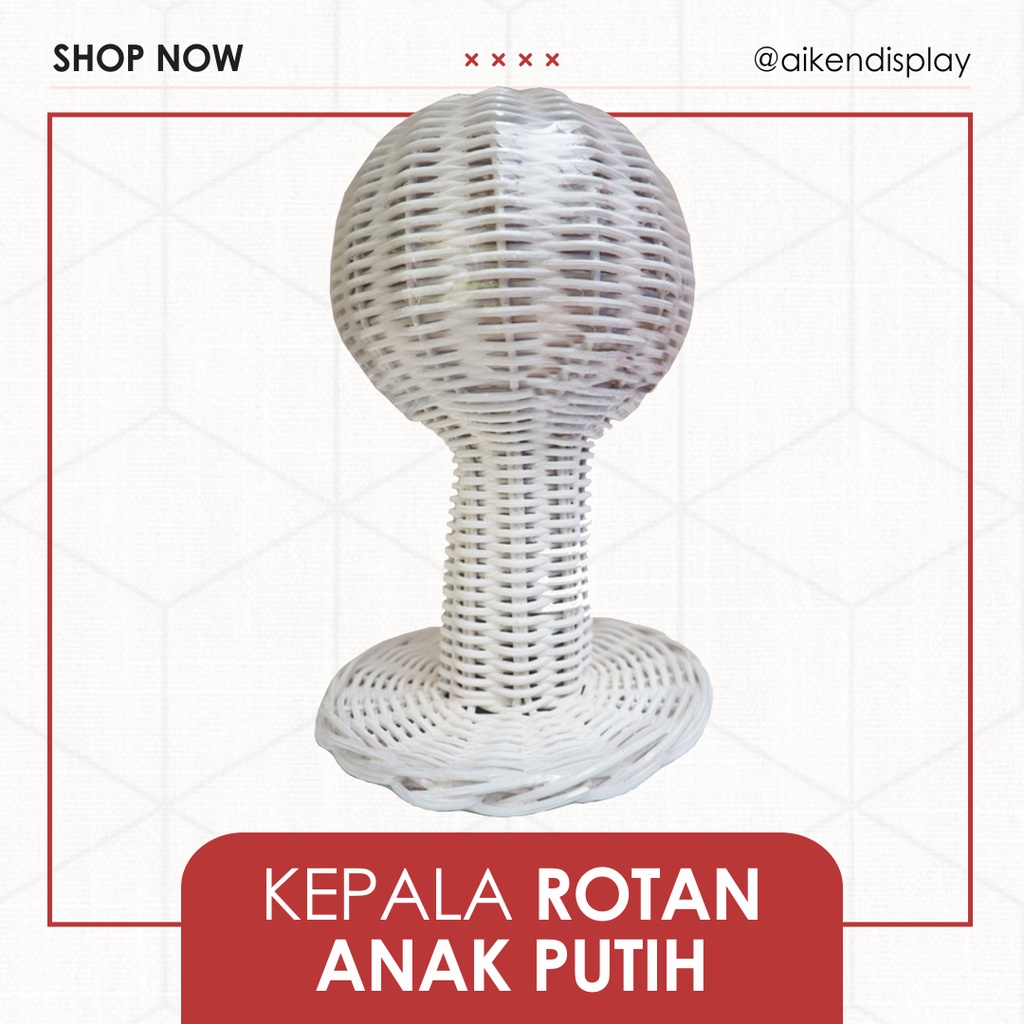 Manekin Kepala Rotan Anak /patung kepala/display kalung/patung/display jilbab