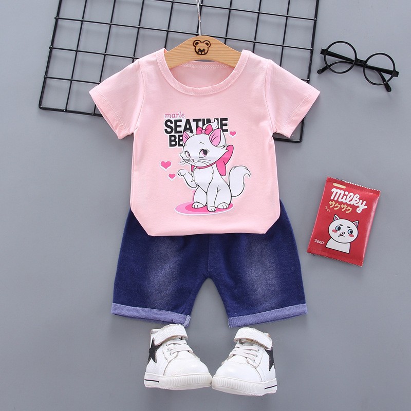 Setelan Baju Anak Perempuan Balita Import | Set Kaos Anak Cewek / Kualitas Premium harga Murah [Mariecat] MB