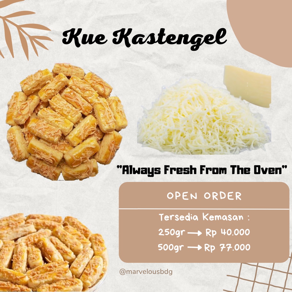 

Kue Kering Kastangel / Kastengel / Castangel Keju Cocok Untuk Natal / Lebaran / Imlek Murah Dan Berkualitas Premium BY Marvelousbdg