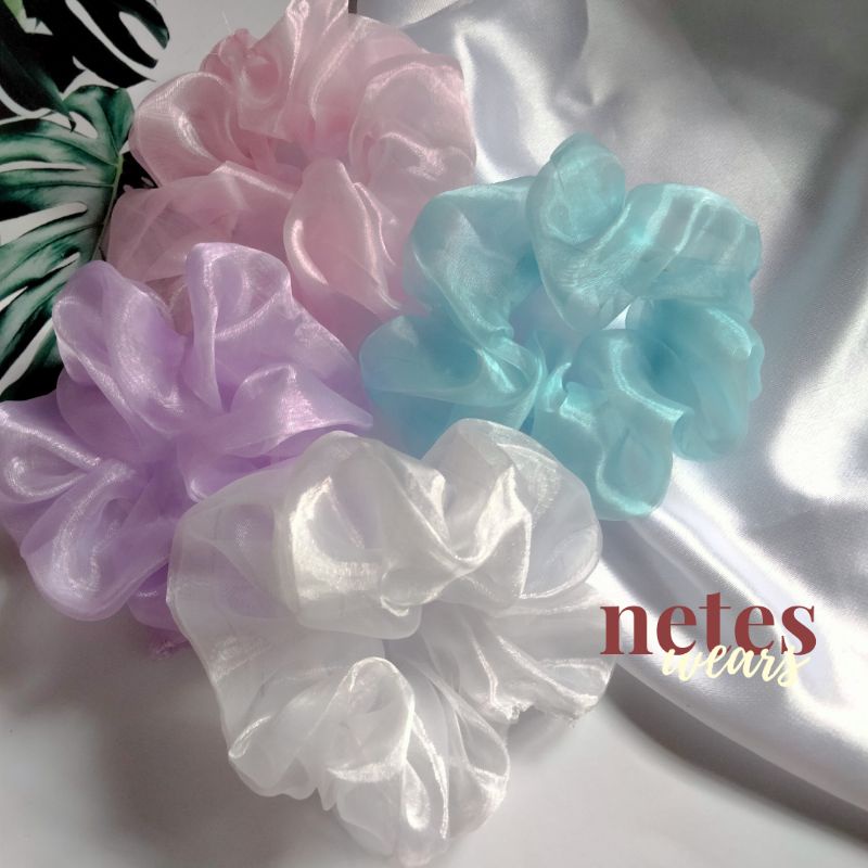 ikat rambut scrunchie organza silk cotton cepol kunciran