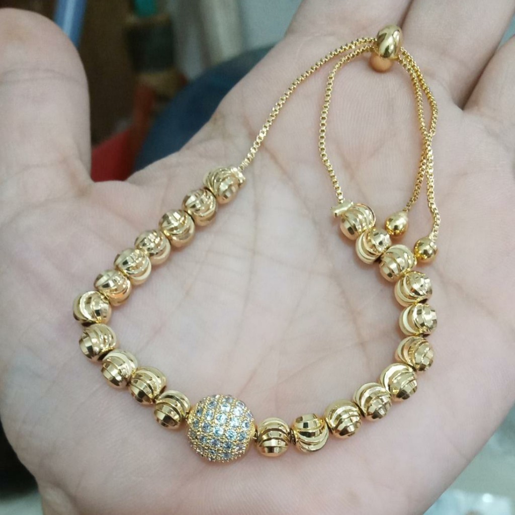 Gelang Serut Premium Model Bola Pelangi Tahan Karat dan Luntur