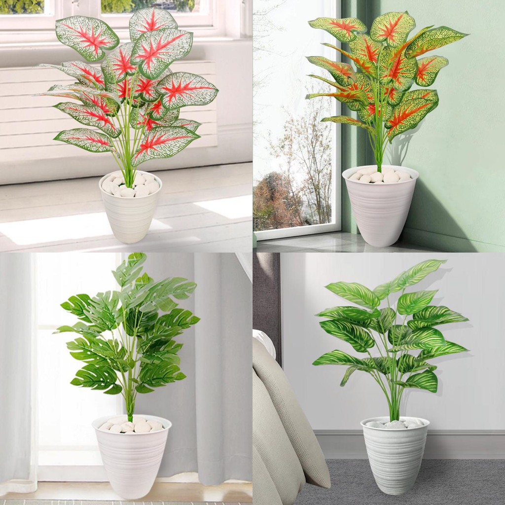 TANAMAN JUMBO DENGAN POT TAWON Pirus Bunga Artifisial Monstera Keladi Zebra Hiasan Taman