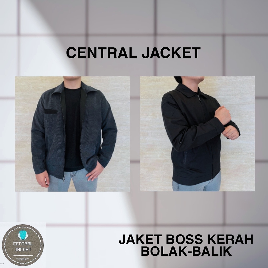 JAKET EBOSS CLASSIC IMPORT PRIA BOLAK BALIK - JAKET ORIGINAL - JAKET PRIA FORMAL KERAH SHANGHAI