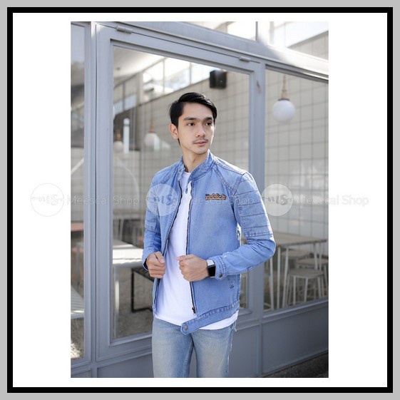 Jaket Jeans Stiker Emblem Pria Casual Jaket Levis Pria Bahan Denim Jak Jaket Jeans Pria Terbaru 202