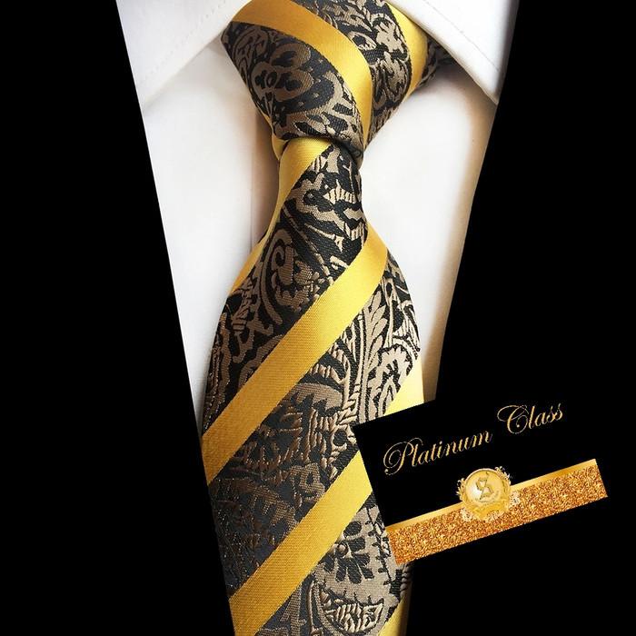 Dasi Dasi Batik Salur Import Gold Emas Kuning Platinum Class