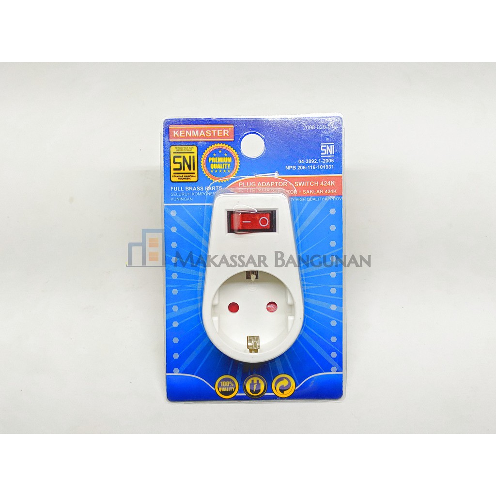 KENMASTER Stop Kontak Adaptor + Switch 1 Lubang
