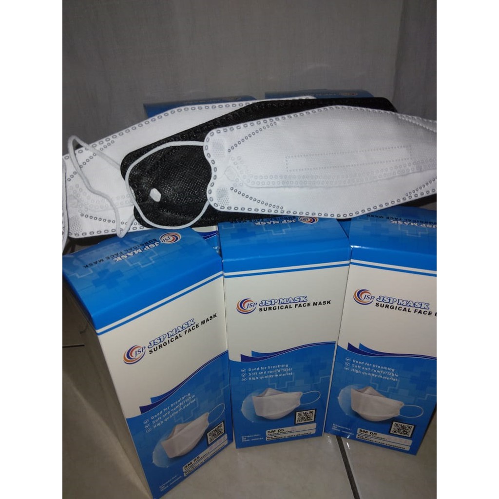 MASKER MEDIS KF94 JSP 3PLY MASKER DUCKBILL HITAM PUTIH