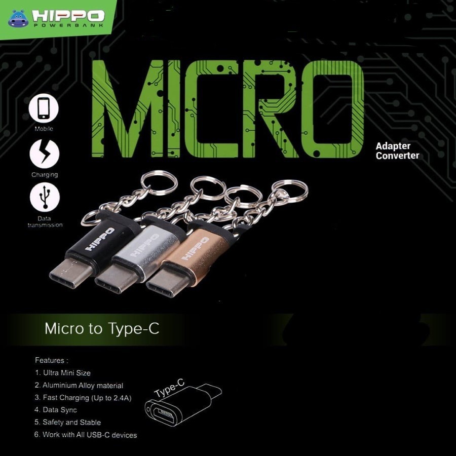 Converter Micro To Type C HIPPO Konektor Micro To Type C