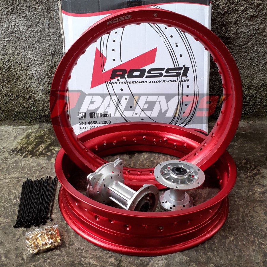 Velgset Merah Supermoto KLX 150 S BF Dtracker Velg Velk Tromol Silver