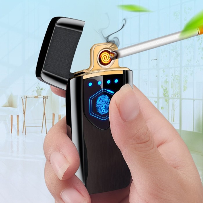 Firetric Korek Api Elektrik Heating Coil USB Lighter Finger Print Itam